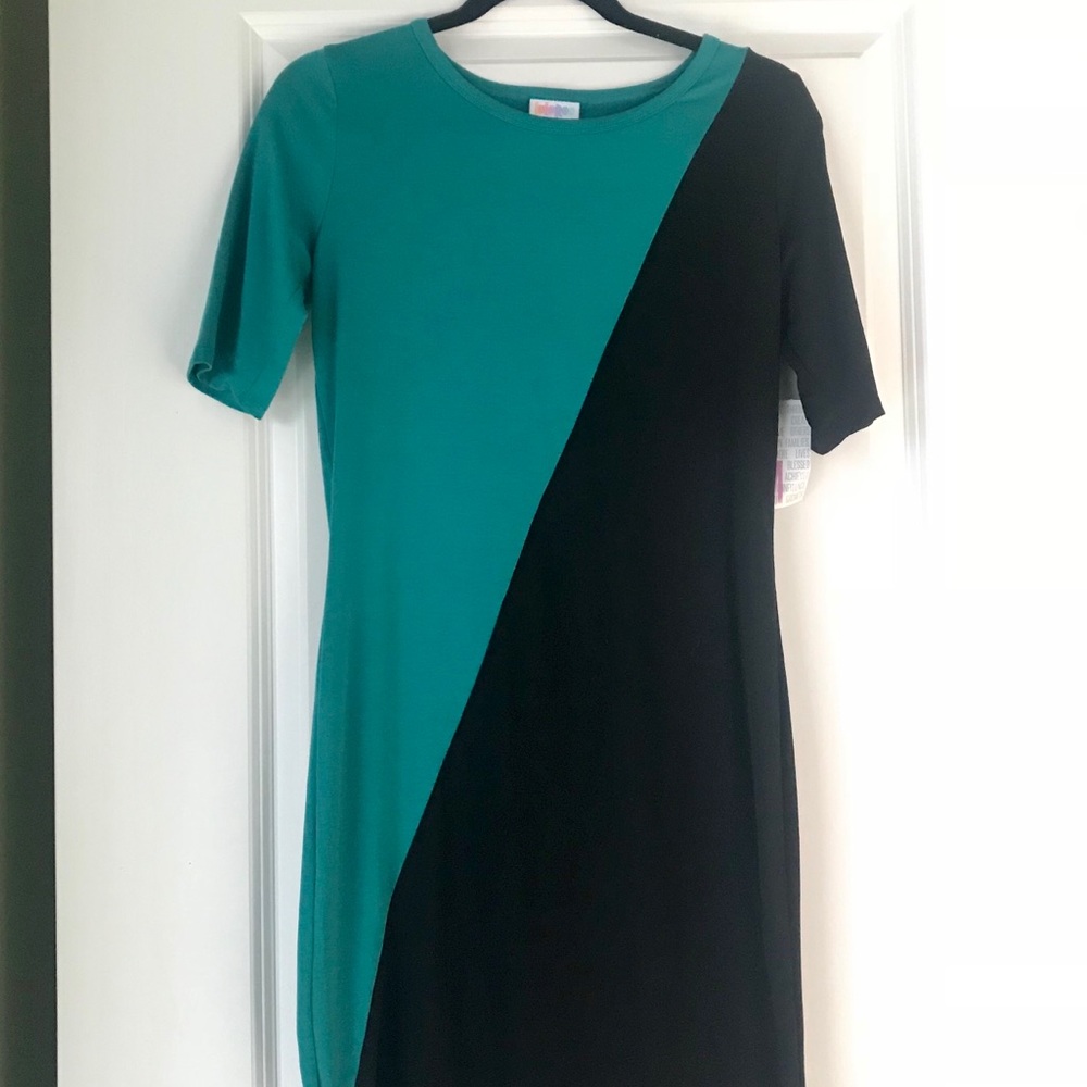 Retro Teal & Black 3/4 Sleeve LulaRoe Julia Dress
